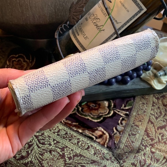 Rare🔥AUTHENTIC LOUIS VUITTON damier Azure checkers print snap kisslock wallet - Picture 4 of 16